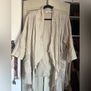 Made in Italy Linen Open Front Cardigan